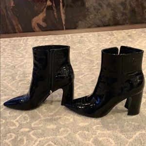 Marc Fisher black snakeskin booties worn ONCE